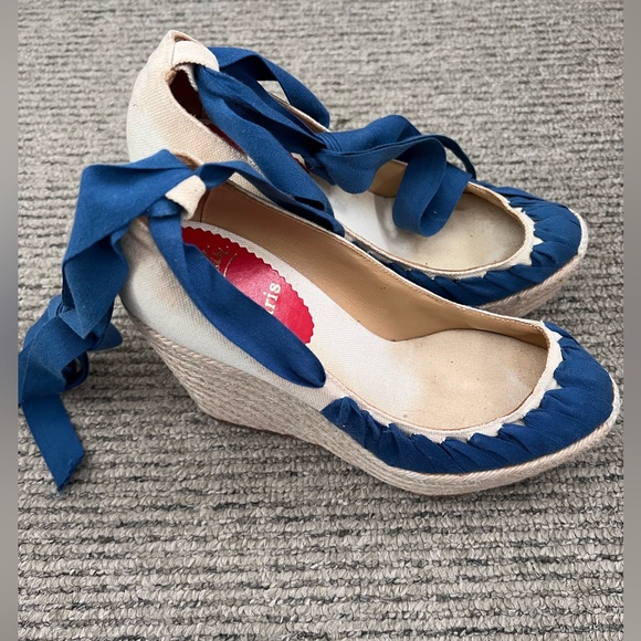 Christian Louboutin canvas colour block ribbon espadrille 37 - Picture 4 of 7